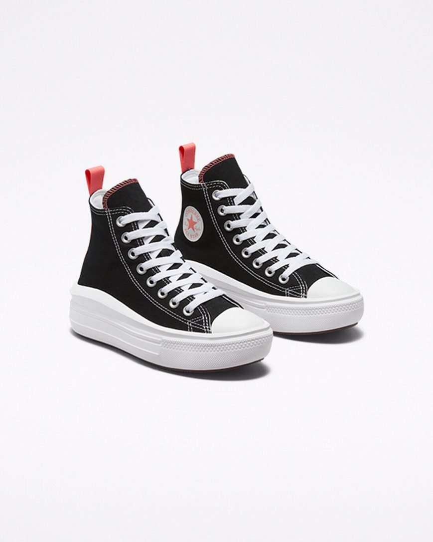 Pantofi Platforma Fete Converse Chuck Taylor All Star Move Inalti Negrii Roz Albi | RO USWCP146